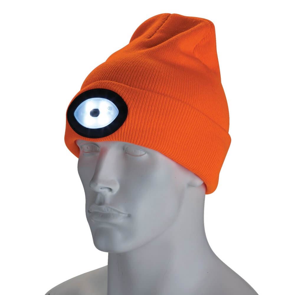 Draper 10015 Beanie Hat With Rechargeable Torch One Size 1W 100 Lumens High-Vis Orange each 1