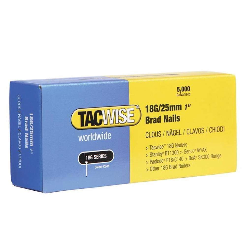 Tacwise 0396 18 Gauge 25Mm Brad Nails (Pack 5000)