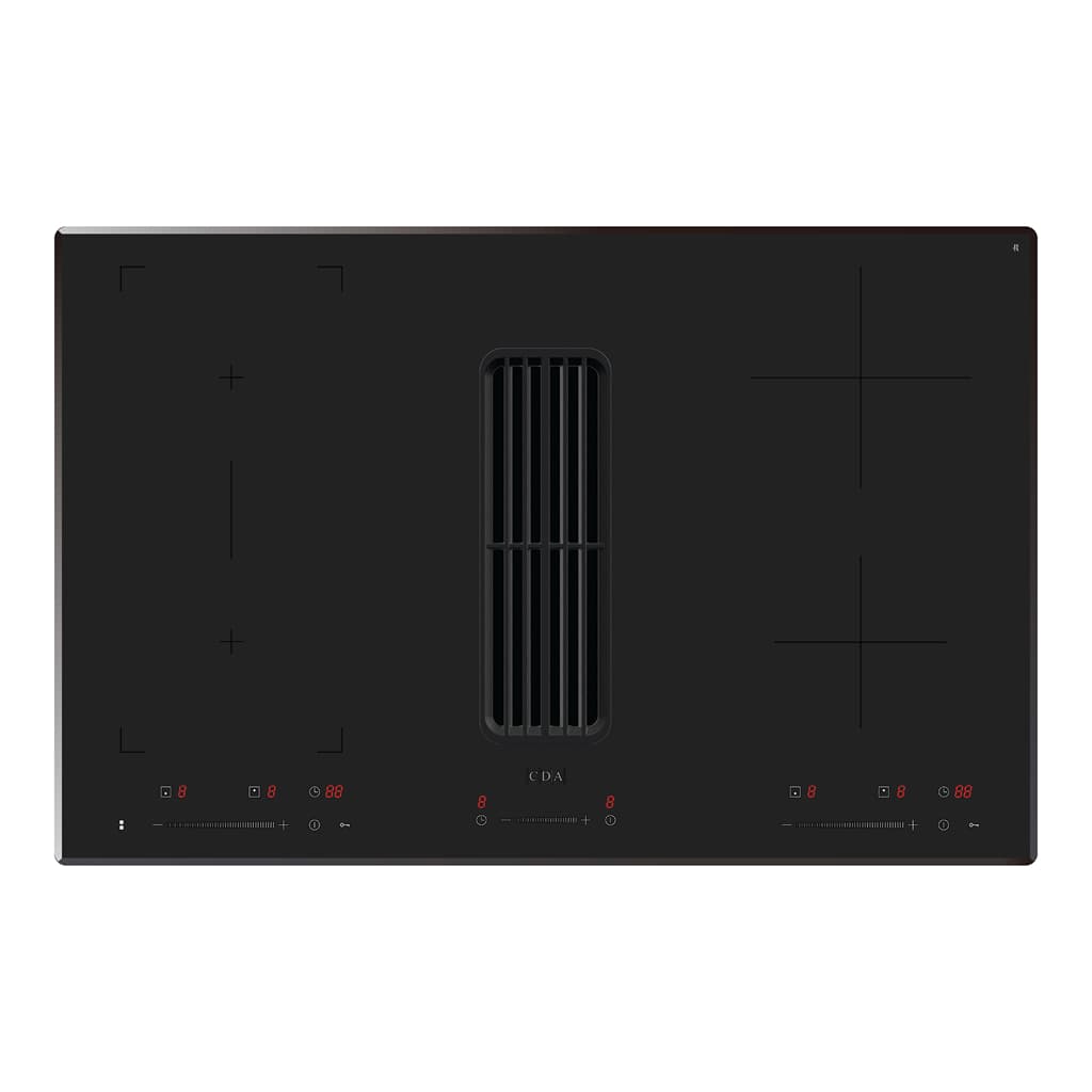 CDA HNE81FR 4 Zone Induction Hob with Built-In Extractor Matte Black