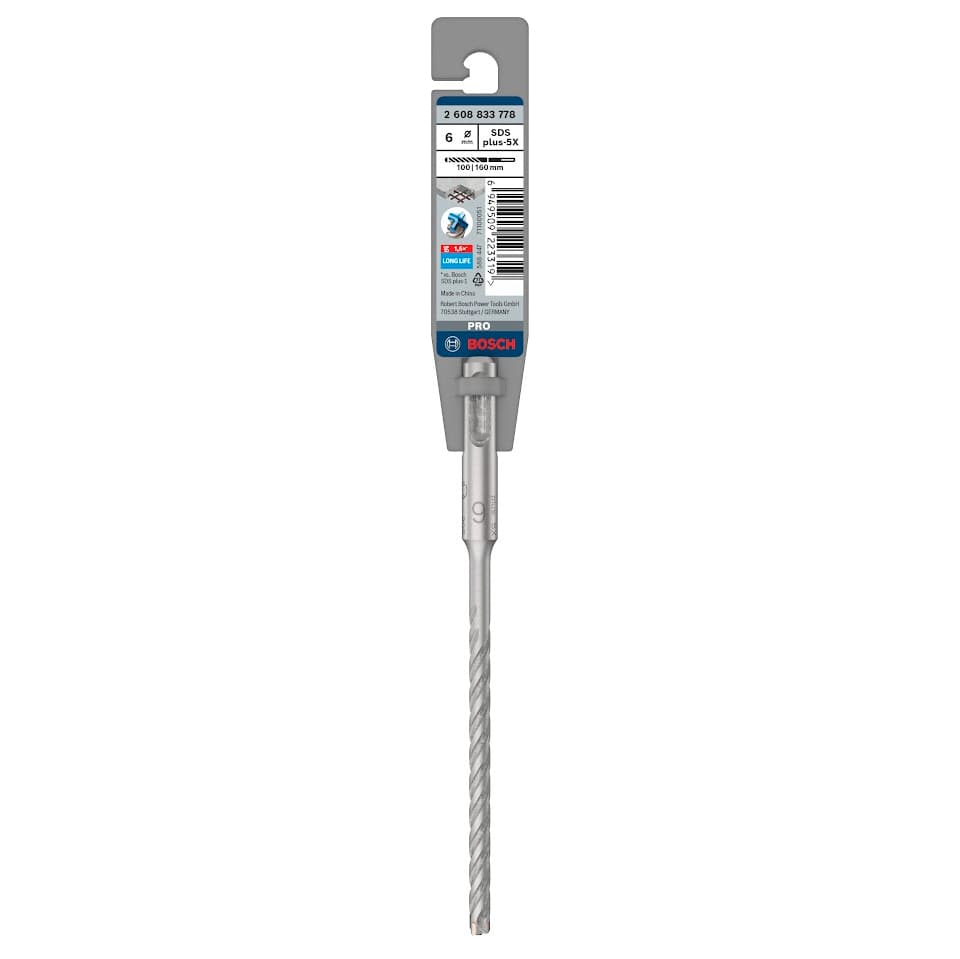 Bosch PRO SDS Plus 5X Hammer Drill Bit 6mm x 100mm x 160mm