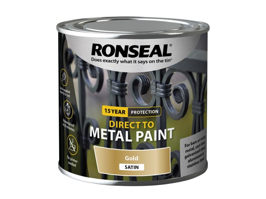 Ronseal Direct to Metal Paint Gold Satin 250ml 39402