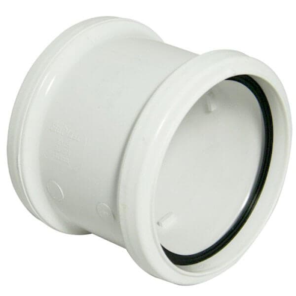 FloPlast Industrial/ Xtraflo Downpipe Double Socket Coupling - 110mm White
