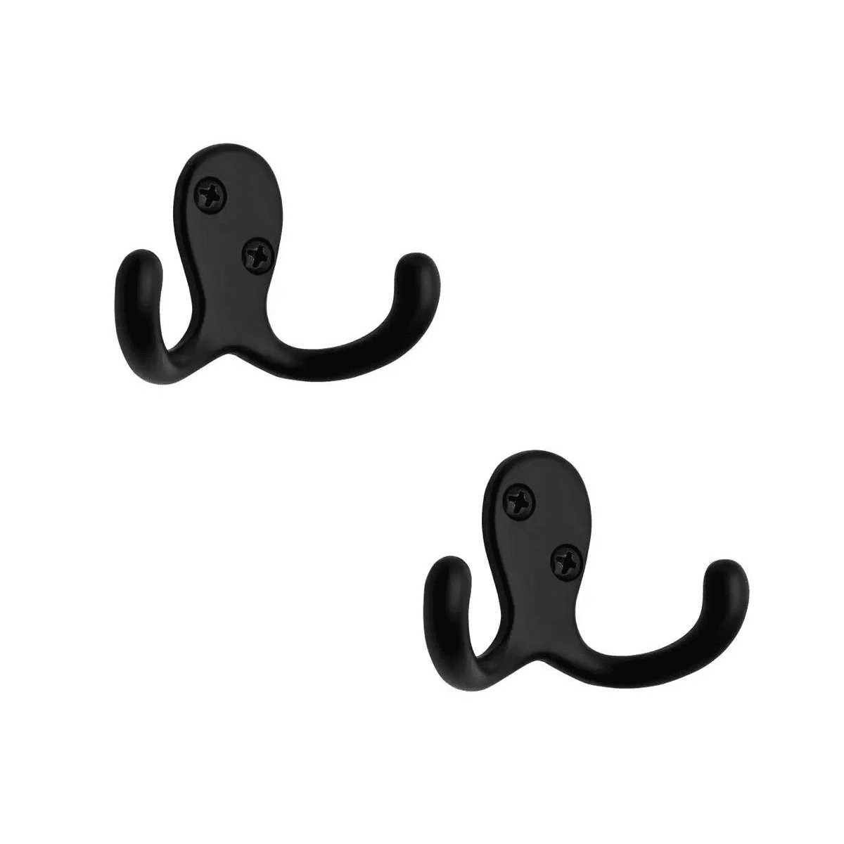 Wide Double Robe Hook - Matte Black - Pack of 2 - Wall/Door Mountable - Decohooks