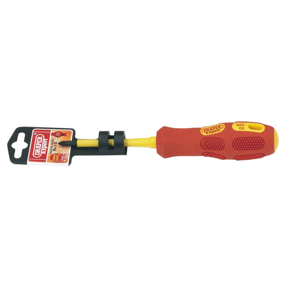 Draper Expert 69222 Vde Approved Fully Insulated Cross Slot Screwdriver No.1 X 80Mm (Display Packed) each