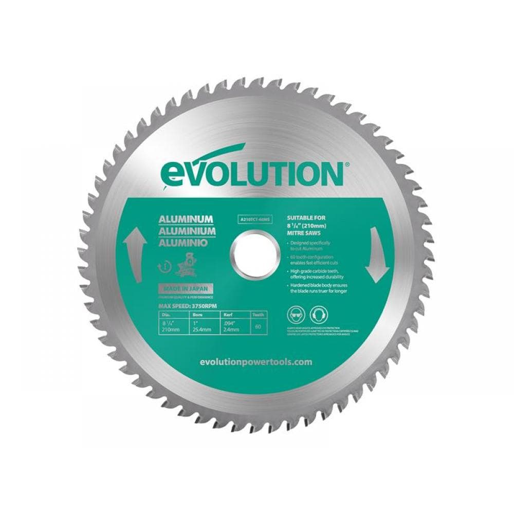 Evolution A210TCT-60MS Aluminium Cutting Mitre Saw Blade 210 X 25.4Mm X 60T