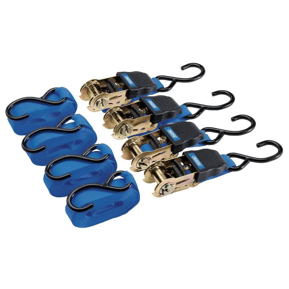 Draper 92771 Ratcheting Tie Down Straps 4.5M X 25Mm 225Kg (4 Piece) per set