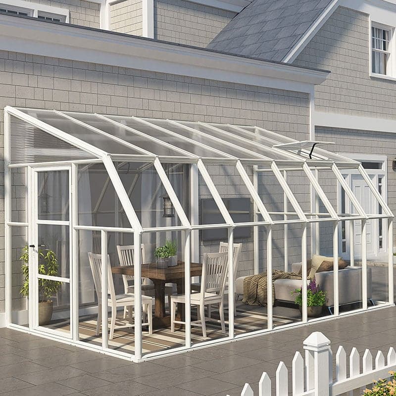 8' x 14' Palram Canopia Rion White Sun Room Walk-In Wall Greenhouse (2.4m x 4.2m)