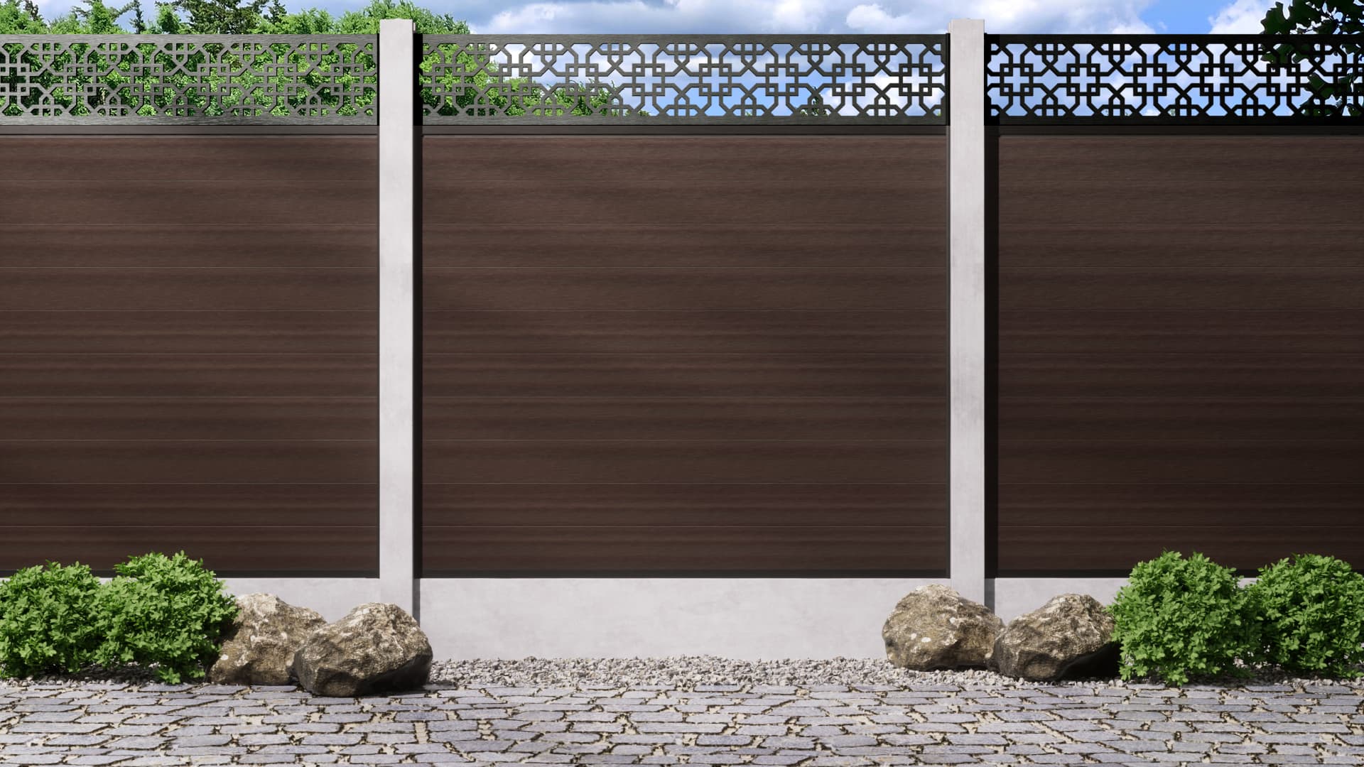 1.8m – Walnut – London Decorative Panel With Fence