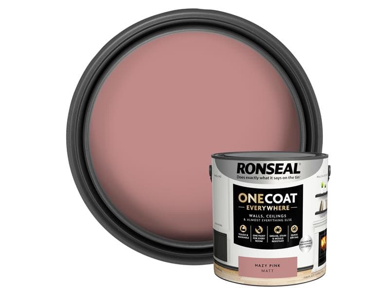 Ronseal One Coat Everywhere Interior Paint Hazy Pink Matt 2.5 Litre KCB.7015103.82304.76