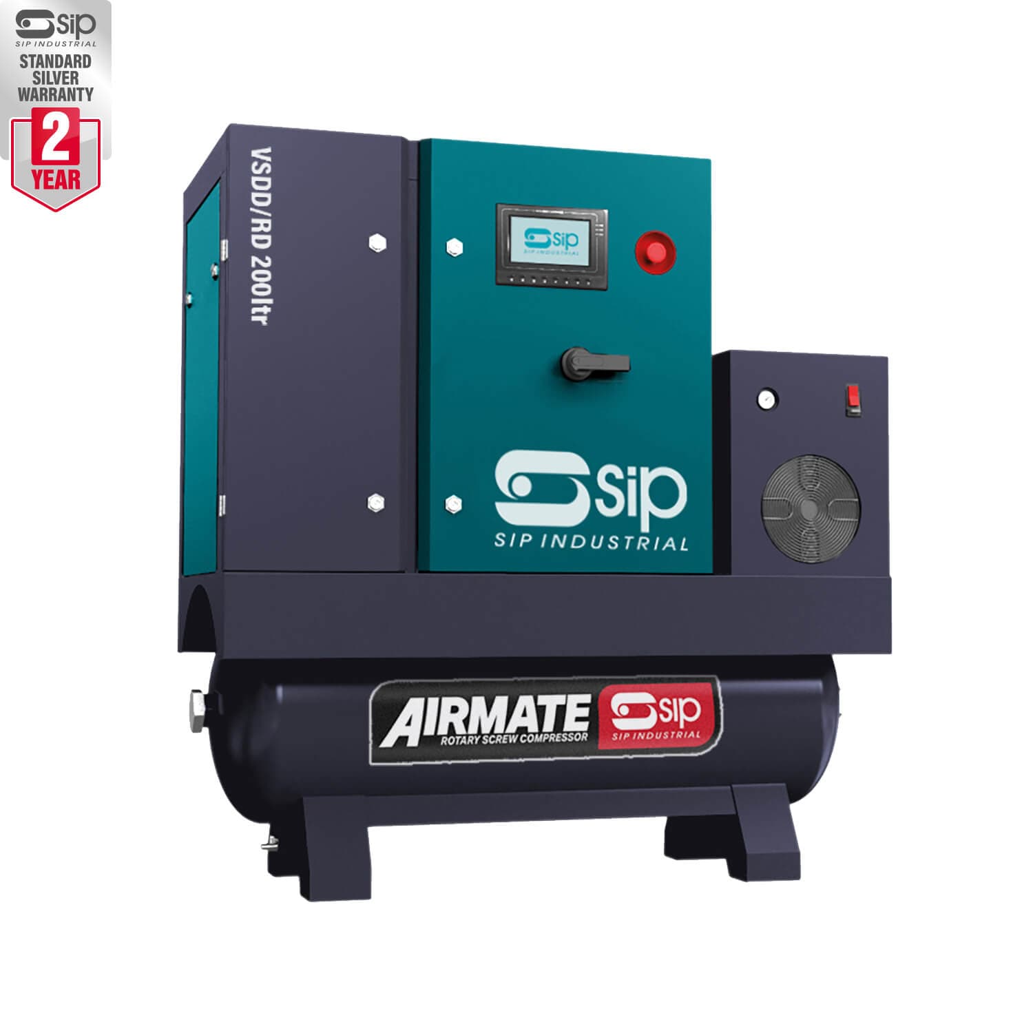 Sip 08280 Vsdd/Rdf 7.5Kw 10Bar 200Ltr 400V Rotary Screw Compressor With Dryer & Filter