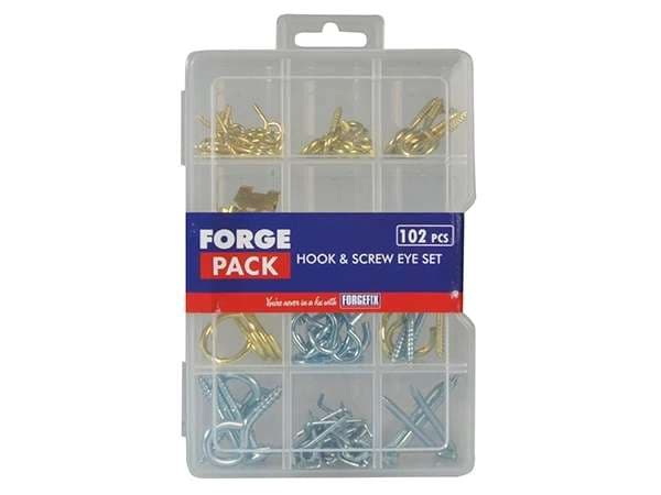 Forgepack FPHESET Hooks & Screw Eyes - Kit Assorted (Pack Of 102Pc)