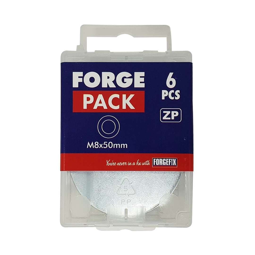 Forgepack FPWASH1250 Flat Mudguard Washers - Zinc Plated M12 X 50Mm (Pack Of 6)