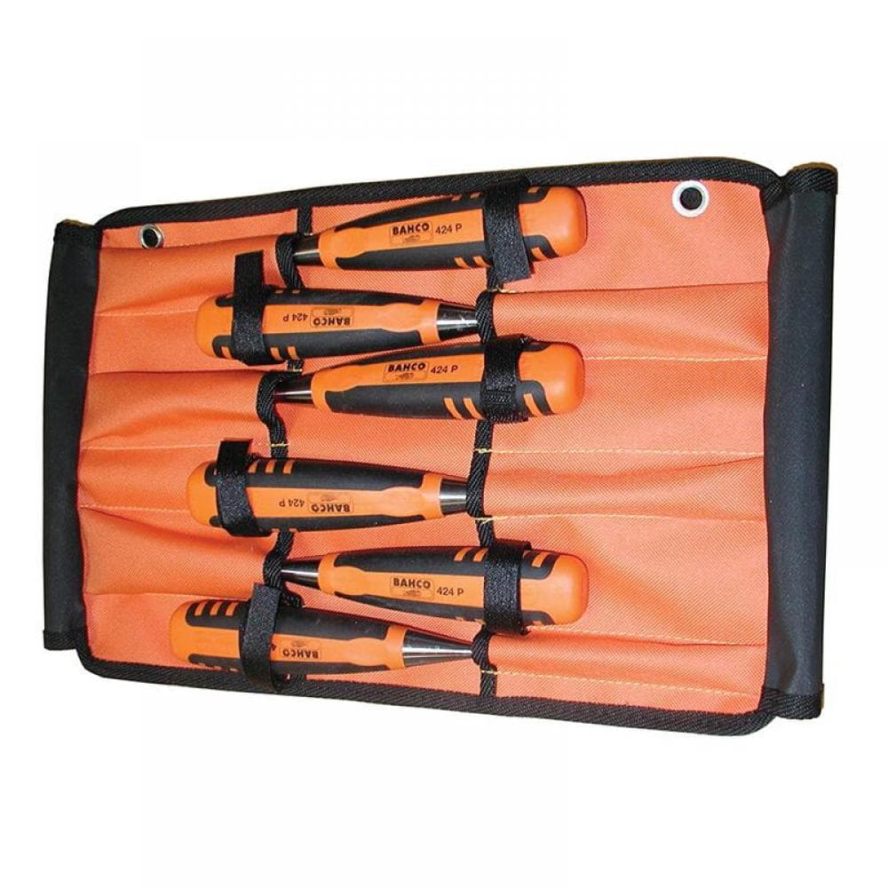 Bahco 424P-S6-ROLL 424-P Bevel Edge Chisel Set In Roll 6 Piece