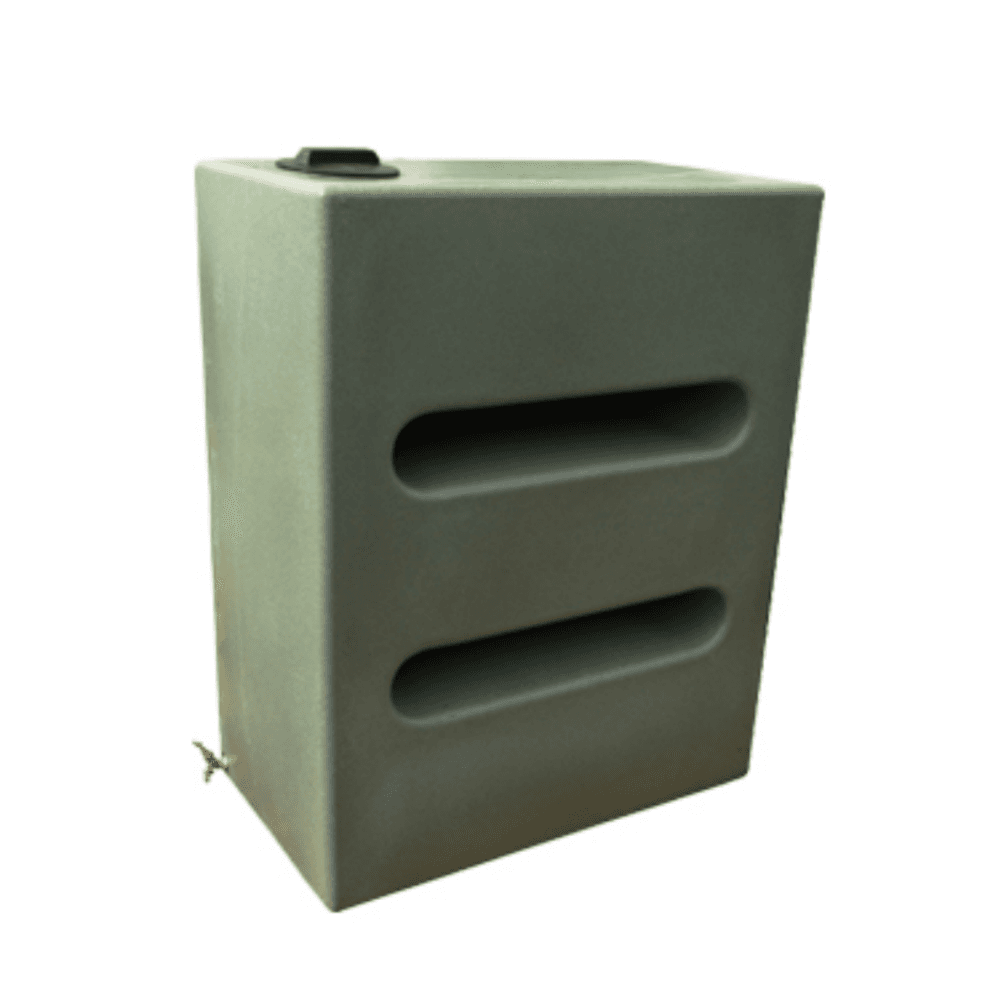 Extra Large Tall 1050L rectangular baffled water butt - Green Marble Original Organics