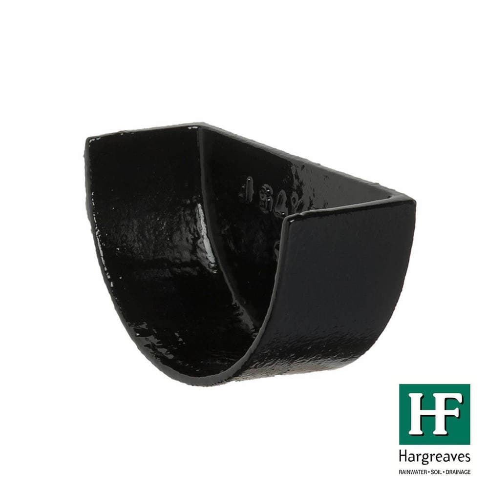 Hargreaves Premier Cast Iron Deep Half Round Gutter External Stopend - 125mm Black