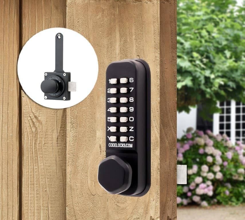 Mechanical Dual Plate Surface Latch Lock - Keypad - Light Duty - Adjustable Backset - Marine Grade - Black