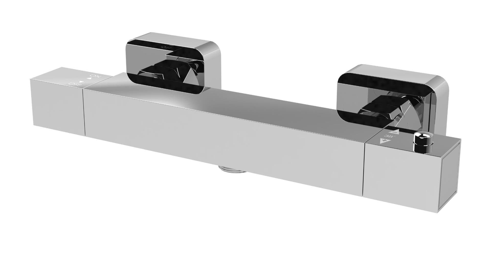 Aqua Square Thermostatic Shower Bar Valve - Polished Chrome