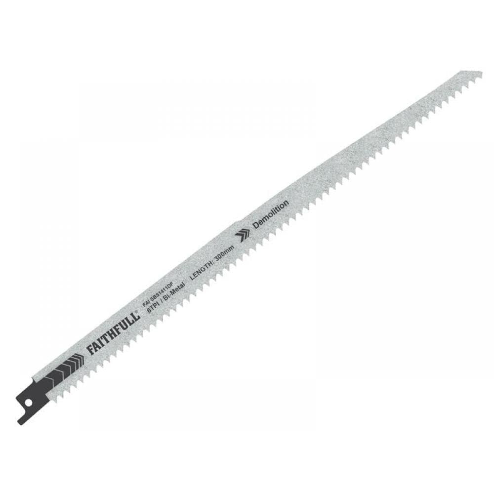 Faithfull 14027149 S1411Df Bi-Metal Sabre Saw Blade Demolition 300Mm 6 Tpi (Pack Of 5)