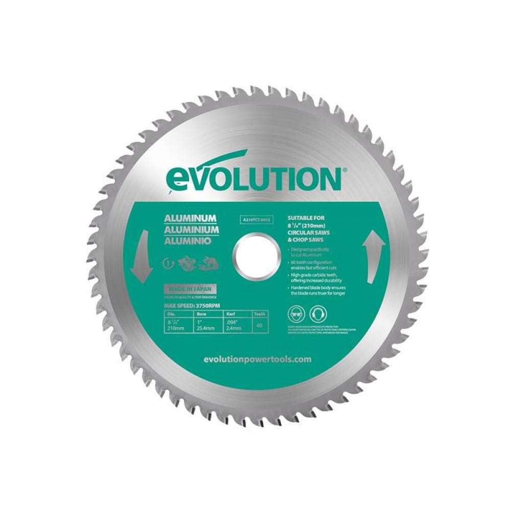 Evolution A210TCT-60CS Aluminium Cutting Circular Saw Blade 210 X 25.4Mm X 60T