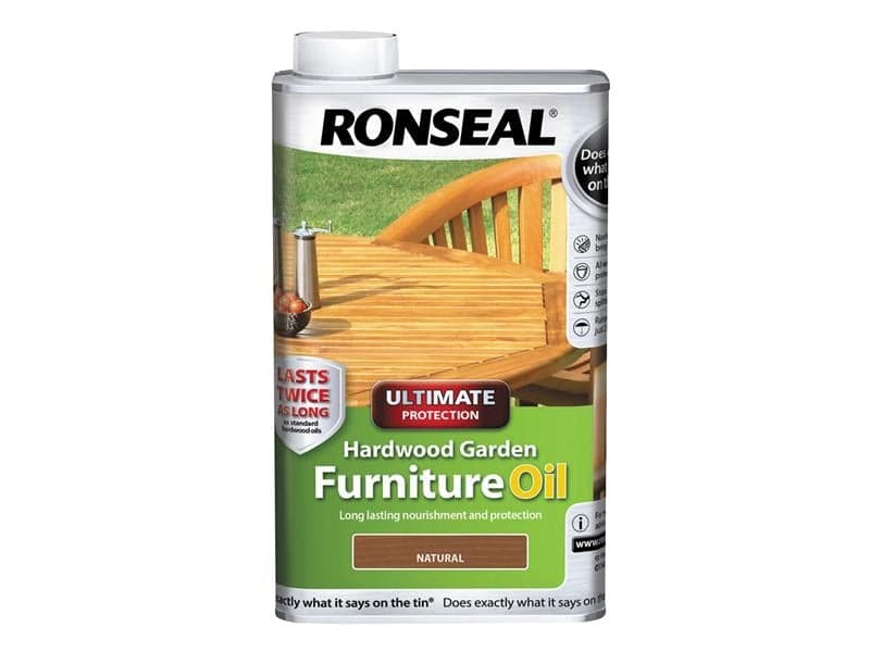 Ronseal 37355 Ultimate Protection Hardwood Garden Furniture Oil Natural Clear 500Ml