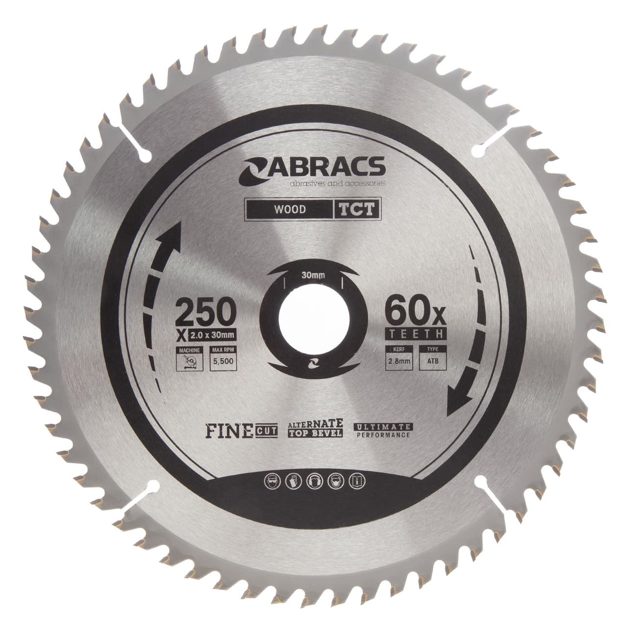 Abracs Tct25060 Tct Circular Saw Blade For Wood 250 X 30Mm X 60T